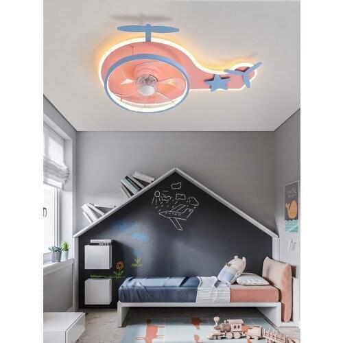 Nordic simple childrens room ceiling lamp creative aircraft fan lamp ultra thin bedroom invisible fan lamp