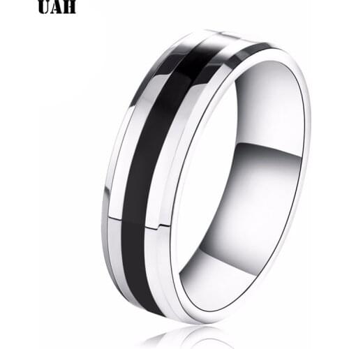 UAH 316L High Quality Men Epoxy Titanium Stainless Ring Lover Couple Rings for Women Men Silver Vintage Cool Rings