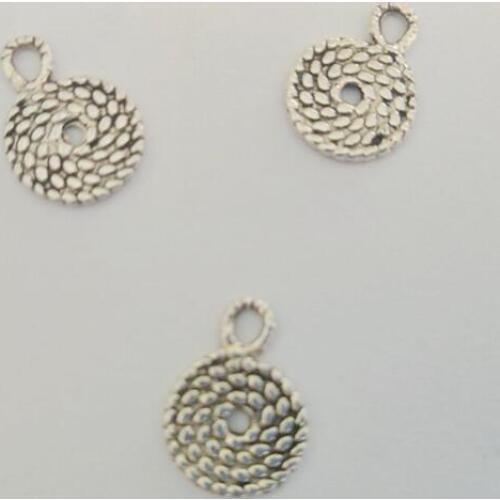 Vintage Silver Beautiful Round Straw Rope Charms Pendants For Bracelet Necklace Jewelry Making Findings Accessories NEW 10pcs