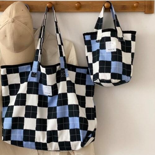 Large Capacity Women Plaid Casual Tote Vintage Ladies Shoulder Bag Bucket Handbags Leopard Pattern Female Canvas Shopping Bags