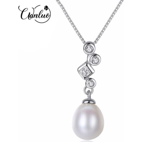 WANLUO Brand Simple Irregular 925 Sterling Silver Necklace with Natural Freshwater Pearl Pendant for Women High Quality Jewelry