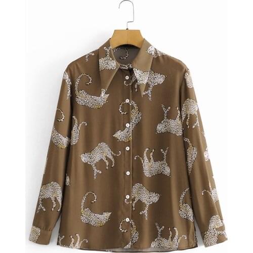 Women Leopard Shirt Autumn 2020 New Fashion Long Sleeve Loose Blouse