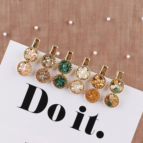 1pcs Korean Crystal Hair Clips Women Round Geometric Flower Hairpins Lady Girls Handmade Beads Barrettes Hair Accessoires