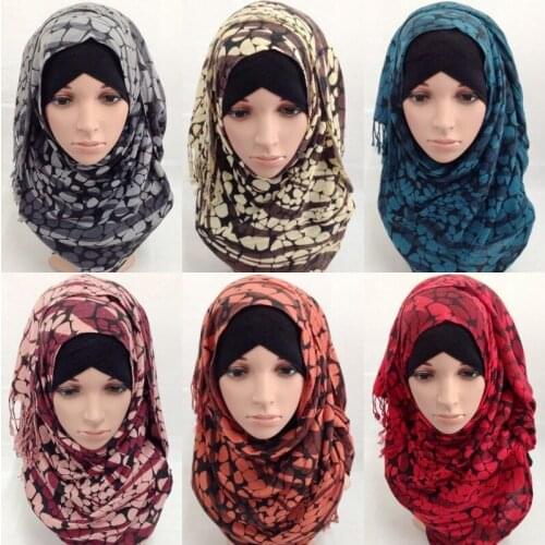 Ladies Fashion Turban Muslim Print Scarf Islamic Multicolor Turban Temperament Arab Hijab Print Shawl Middle East Accessories