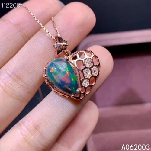 KJJEAXCMY Fine Jewelry 925 Sterling Silver inlaid Natural black opal Female Pendant Necklace luxury Support Detection