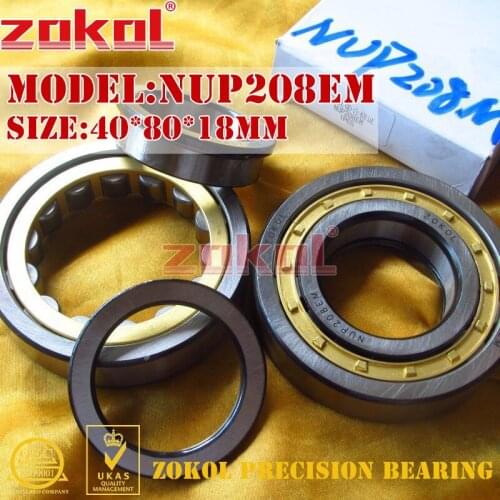 ZOKOL NUP208 E M bearing NUP208EM 92208EH Cylindrical roller bearing 40*80*18mm