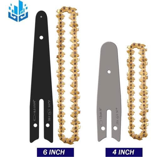 4/6 Inch Gold Chain Guide Electric Chainsaw Chains and Guide Used for Logging and Pruning Chainsaw Parts