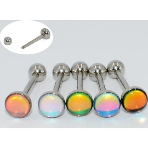 1 Pcs Stylish Stainless Steel Tongue Ring Multicolor Dripping Oil Unisex Body Piercing Fashion Jewelry Accessories