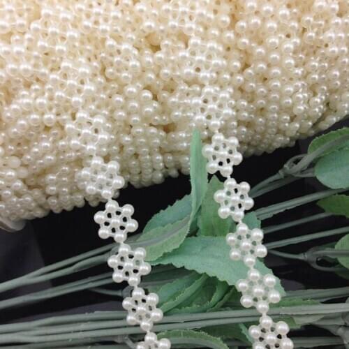 2Yards snowflake Semi-cirle Simulated-pearl Plastic Chain beads DIY Accessory