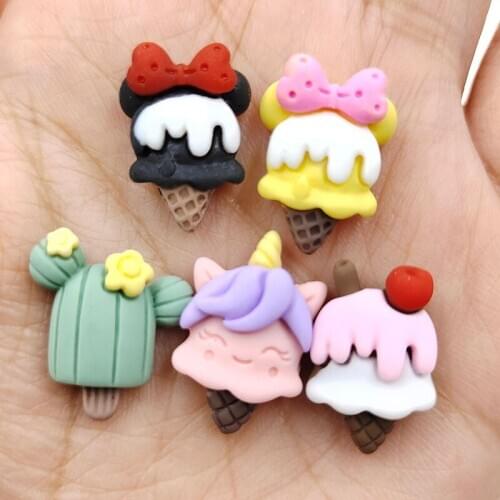30pcs/lot DIY flat back resin cartoon simulation food for kids hair clips bows accessories resin cabochons accessories