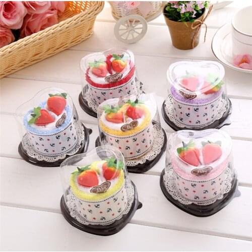 50sets 100pcs towel Cake shape packaging towel 20x20cm face towel Christmas Wedding Birthday gift gotel home Decoration