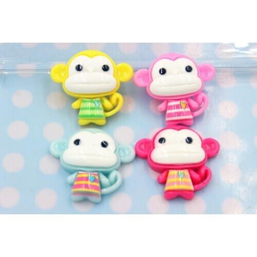 50pcs/lot flat back resin kawaii monkey DIY resin cabochons accessories mix colors