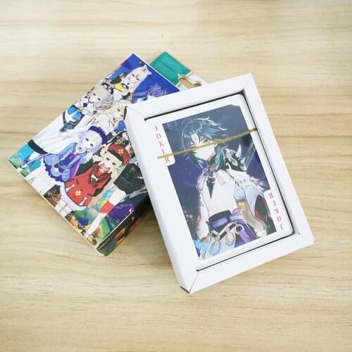 54 Pcs/Set Game Genshin Impact Poker Cards Ganyu Keqing Venti Klee Cosplay Board Game Playing Cards Collection Toy Gift