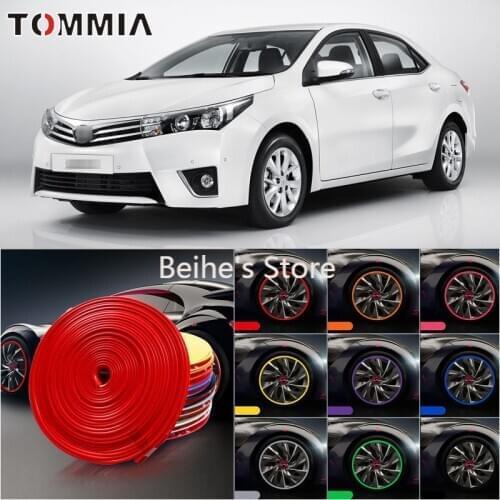 8M Car Wheel Hub Rim Edge Protector Ring Tire Strip Guard Rubber Decals For Toyota Corolla