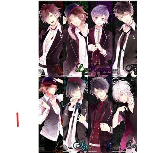 8pcs DIABOLIK LOVERS Anime Bookmarks Waterproof Transparent PVC Plastic Bookmark Beautiful Book Marks Gift