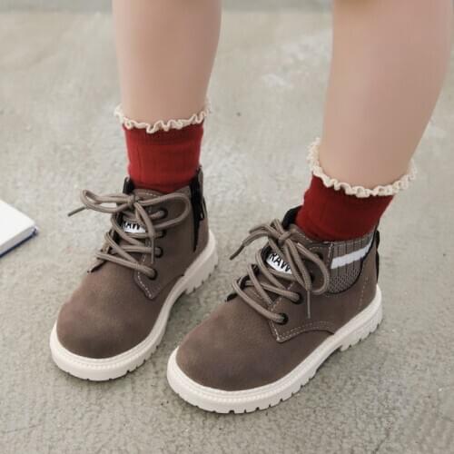 Children Boots Fashion Kids Rubber Boots Ankle High Cross-tied Decoration Autumn Winter Shoes For Boys Girls Toddlers Zip 21-30
