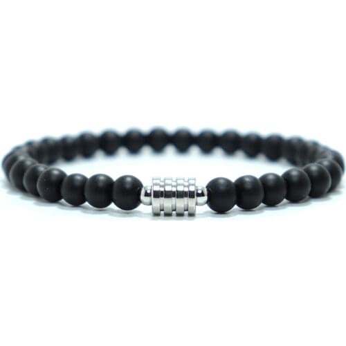 Trendy Stainless Steel Bracelets Men Natural Lapis Lazuli Onyx Stone Beads Braslet Black Red Braclet For Hombre Hand Accessories