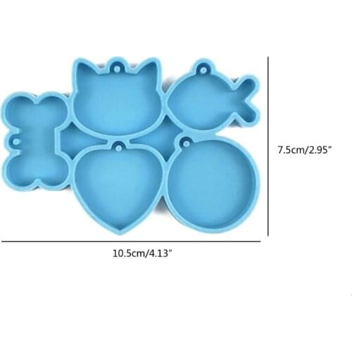 Y1UE Keychain Epoxy Resin Mold Pet Dogs Tag Silicone Mould DIY Crafts Jewelry Earrings Pendant Decorations Casting Tools