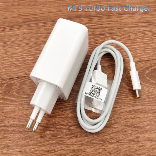 Xiaomi Mi Fast charger 27W QC3.0 EU Turbo Quick Charge Adapter USB Type C Cable For Mi 9 8 se 9t 10 CC9 Pro Redmi Note 8 9s K30