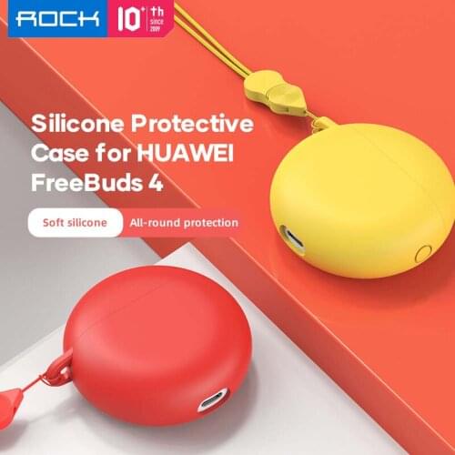 For Huawei FreeBuds 4 Case Rock Shookproof Soft Silicone Earphone Airbag Cover With Anti-lost lanyard for FreeBuds 4