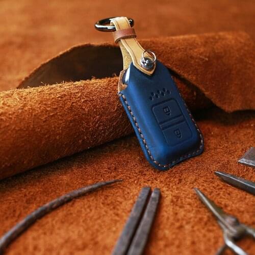 Handmade Genuine Leather Car Key Case Cover for Honda Accord Civic 2018 2019 Odyssey CRV Pilot HRV Vezel City keyless entry