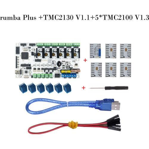 3D Printer parts Motherboard Upgrade mainboard rumba Plus +TMC2130 V1.1+5*TMC2100 V1.3 Stepper Driver
