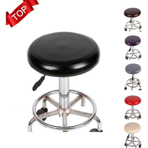 Elastic PU Leather Round Stool Chair Cover Waterproof Pump Chair Protector Bar Beauty Salon Small Round Seat Cushion Sleeve