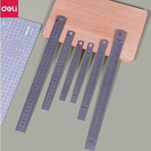 Deli Steel Metal Ruler Silver 15/20/30cm Stainless Steel Straight Rulers Functional Mapping Tool School Office Drawing Supplies