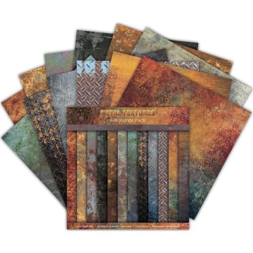 Metal textures Scrapbooking paper pack of 24 sheets handmade craft paper craft Background pad