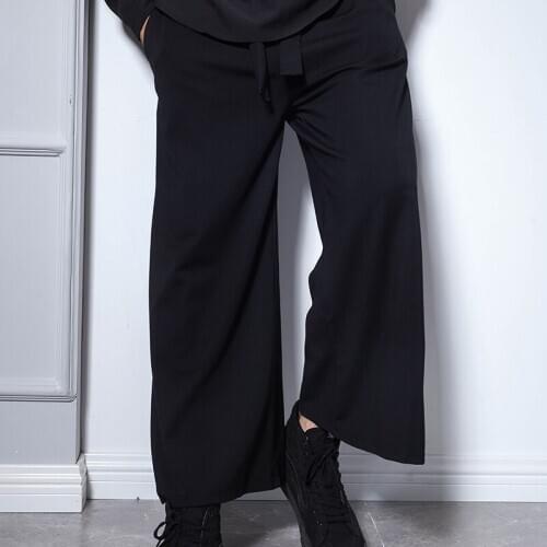 Mens trousers spring and autumn loose-fitting nine minutes casual wide-leg trousers mens bell-bottom hip-hop style