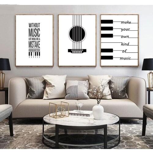 Music Instrument Poster Print Acoustic Guitar Xylophone Musical Note Canvas Painting Modern Wall Art For Living Room Home Decor