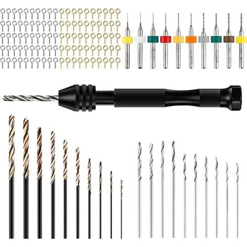TOP Hand Drill Bits Set Pin Vise Hand Drill 21 Pcs Mini Twist Drill Bits and 10 Pcs PCB Mini Drill Bits with 100PCS Screws