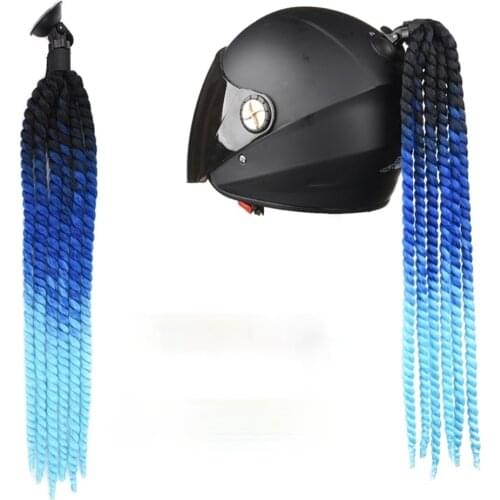 Wig Motorcycle Helmet Braid Ponytail Wig Women Motorcycle Twist Braid Decoration Long Hair accessories Color Wig Horse Tail 563