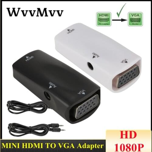 Mini HDMI Female to VGA Female Adapter 1080P FHD Audio Video HD2VGA Converter For PC Laptop HDTV Computer Projector