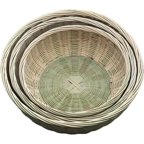 Handmade Bamboo Woven Household Hand-Woven Basket Fruit and Vegetable Basket Steamed Bread Basket Bamboo Crafts Storage Basket