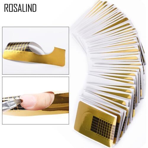 ROSALIND 100Pcs/Set Professional Nail Forms Acrylic Curve Nail Gel Polish Nail Extension Nail Art Guide Form Tools