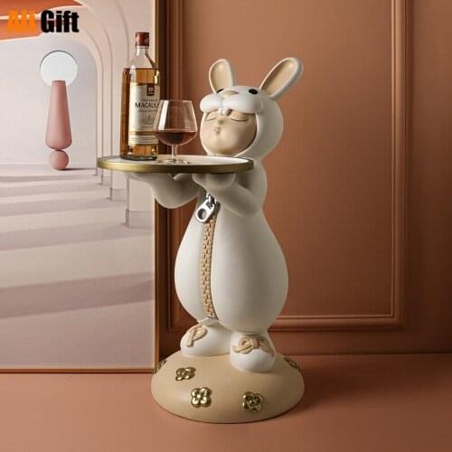 Nordic Decoration Home Figurine Cartoon Rabbit Girl Pallets StatuesCreative Living RoomSculpture Large LandingStatue NordicDecor