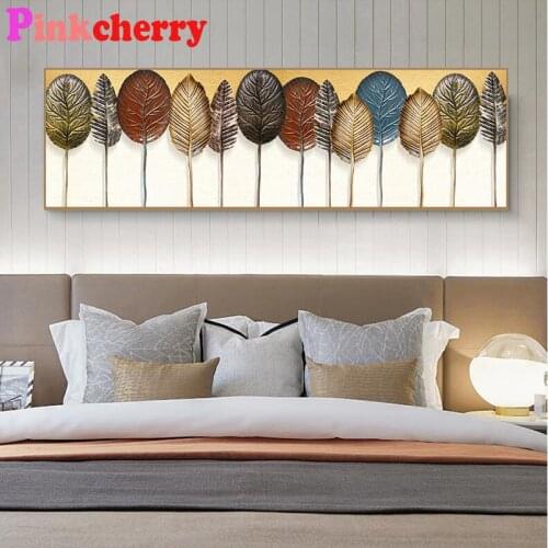 Gold Leaf Nordic Abstract Leaves Diamond Painting Full Round Square 5D DIY Diamond embroidery Mosaic Crystal Diamond art