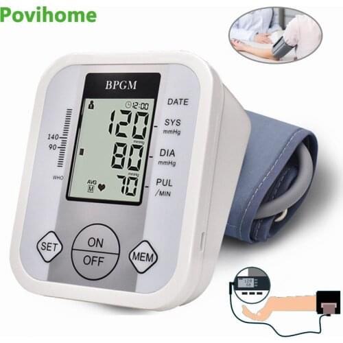 Povihome Arm Automatic Blood Pressure Monitor BP Sphygmomanometer Pressure Meter Health Tonometer Measuring Arterial Pressure