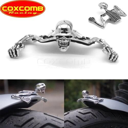 Highway Hawk Skull Ornament Visor 7" Headlight Mudguard Skeleton Statue Decorative For Harley Dyna Softail Bobber Chopper Custom