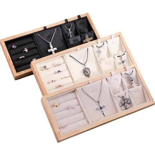 3 IN 1 Velvet Suede/PU Leather Earring Ring Pendant Necklace Jewelry Display Stand Bracelet Jewelry Storage Tray Showcase