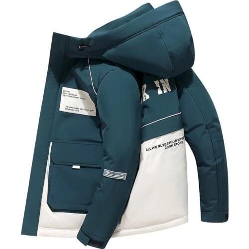 Winter Hooded Parka Men Windbreaker Thicken Warm Mens Casual Slim Patchwork Jackets Outerwear Multi-pocket Mens Coat Size M-4XL