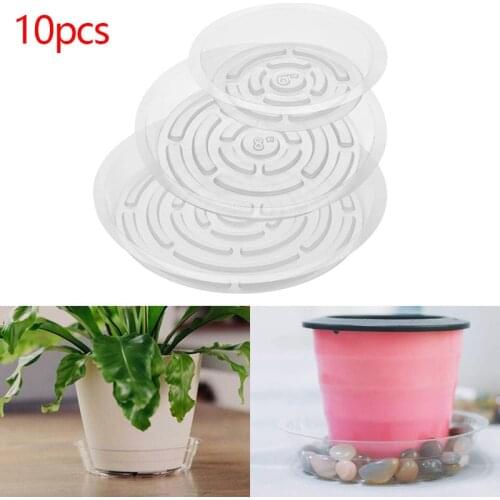 10pcs Flower Pots Tray Garden Plant Saucer Drip Tray Clear Round Trays Base Gardening Plant Balcony Succulent Cactus Holder Tray