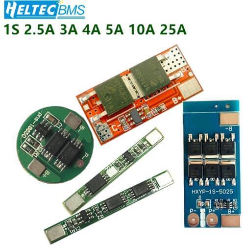 1S BMS 2.5A/3A/4A/5A/10A/25A 3.6v 3.7v Battery protection board for Li-ion battery