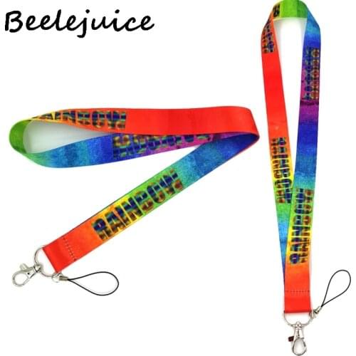 24pcs Colorful Rainbow Keychain Lanyards Id Badge Holder ID Card Pass Gym Mobile Phone Badge Holder Strap Webbings Ribbons Gifts