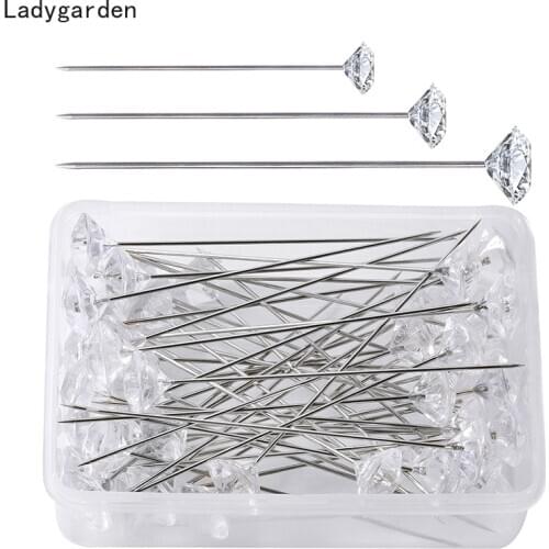 300PCS 38/52/64mm Transparent Patchwork Pins Diamond Metal Needles Sewing Needle for DIY Craft Weddings Bridal Scrapbooking