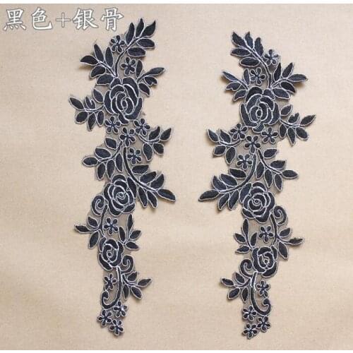 4 Pieces/2 Pairs 37*11cm Embroidery Lace Applique Fabric Flower Venise Lace Collar Sewing Large Lace for Sewing Supplies Crafts