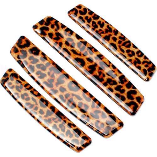4 Pcs Car Door Side Glue Guard Strip Scratch Sticker Anti-collision Classic leopard print Decoration Anti-Scratch Accessories