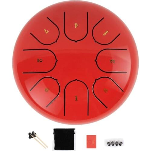 6 Inch Tongue Drum Steel Hand Pan Drum 8 Tune Tank Drums With Drumsticks Bag Meditation Percussion Instruments Accessories