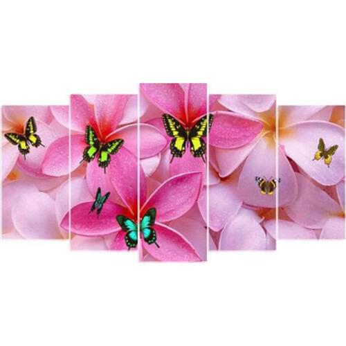 5PCS diamond embroidery butterfly flower diamond painting Cross Stitch full Square drill Rhinestone gift Wedding decoration